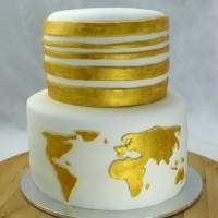 2 Tier Map of the World Cake